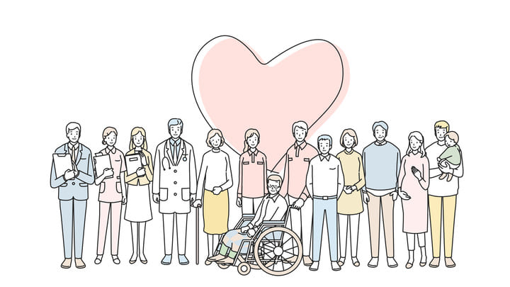 地域と医療の結びつきイメージイラスト